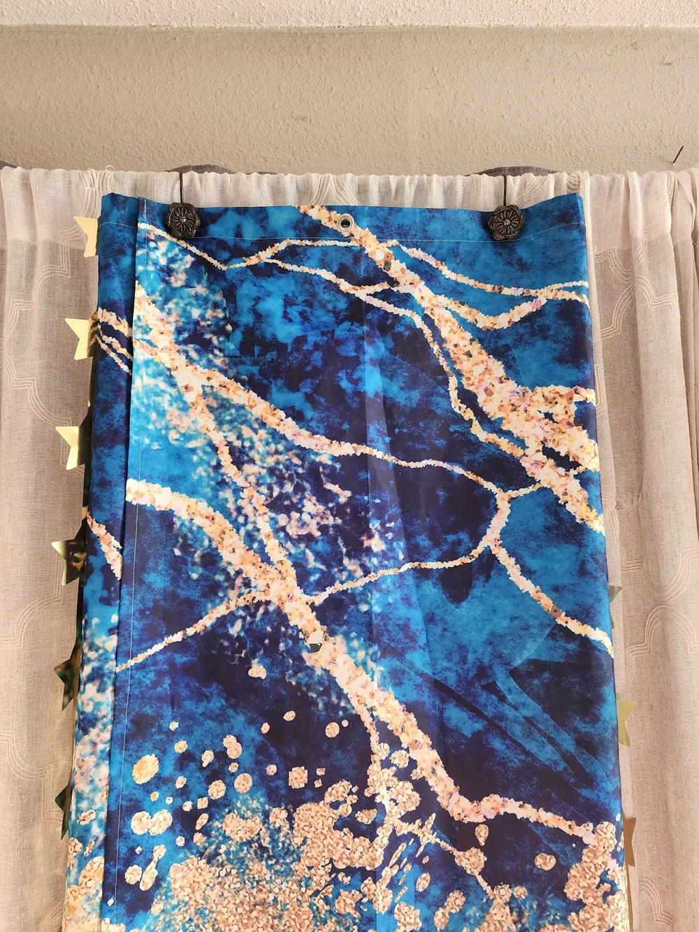 Blue/Gold Shower Curtain